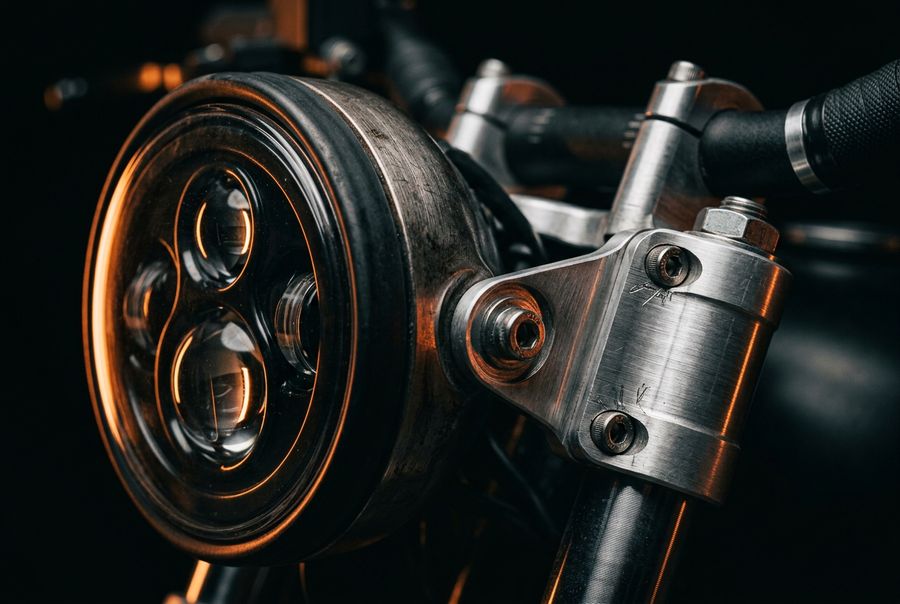 Scheinwerfer eines Motorrads im Detail