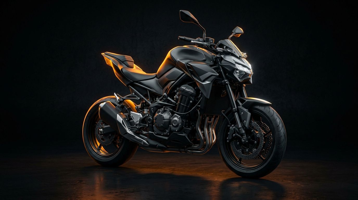 Schwarzes Naked Bike bei Nacht – Motorrad verkaufen in Österreich